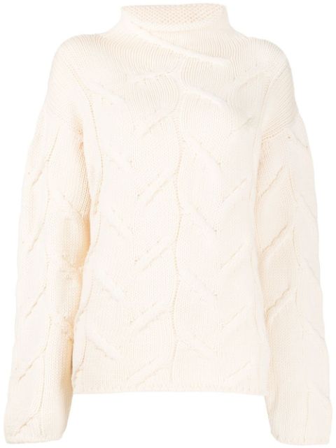 CHANEL 1999 high-neck cable-knit jumper Women