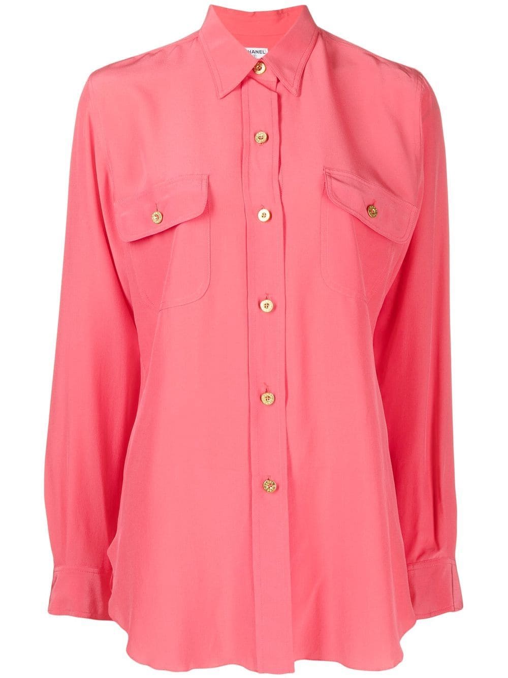 Pre-owned Chanel 1990-2000s Logo-button Silk Shirt In Pink