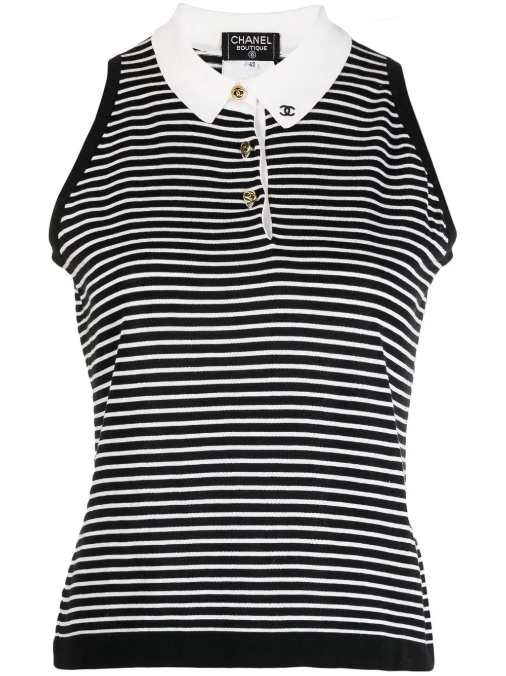 

Chanel Pre-Owned 1995 CC striped sleeveless top - Black