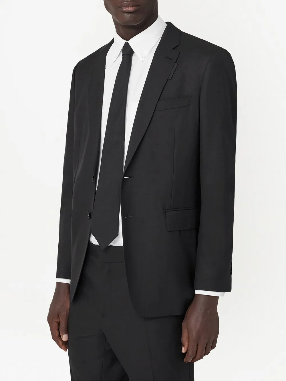 Burberry Slim-fit Wool Tailored Suit Jacket In Black