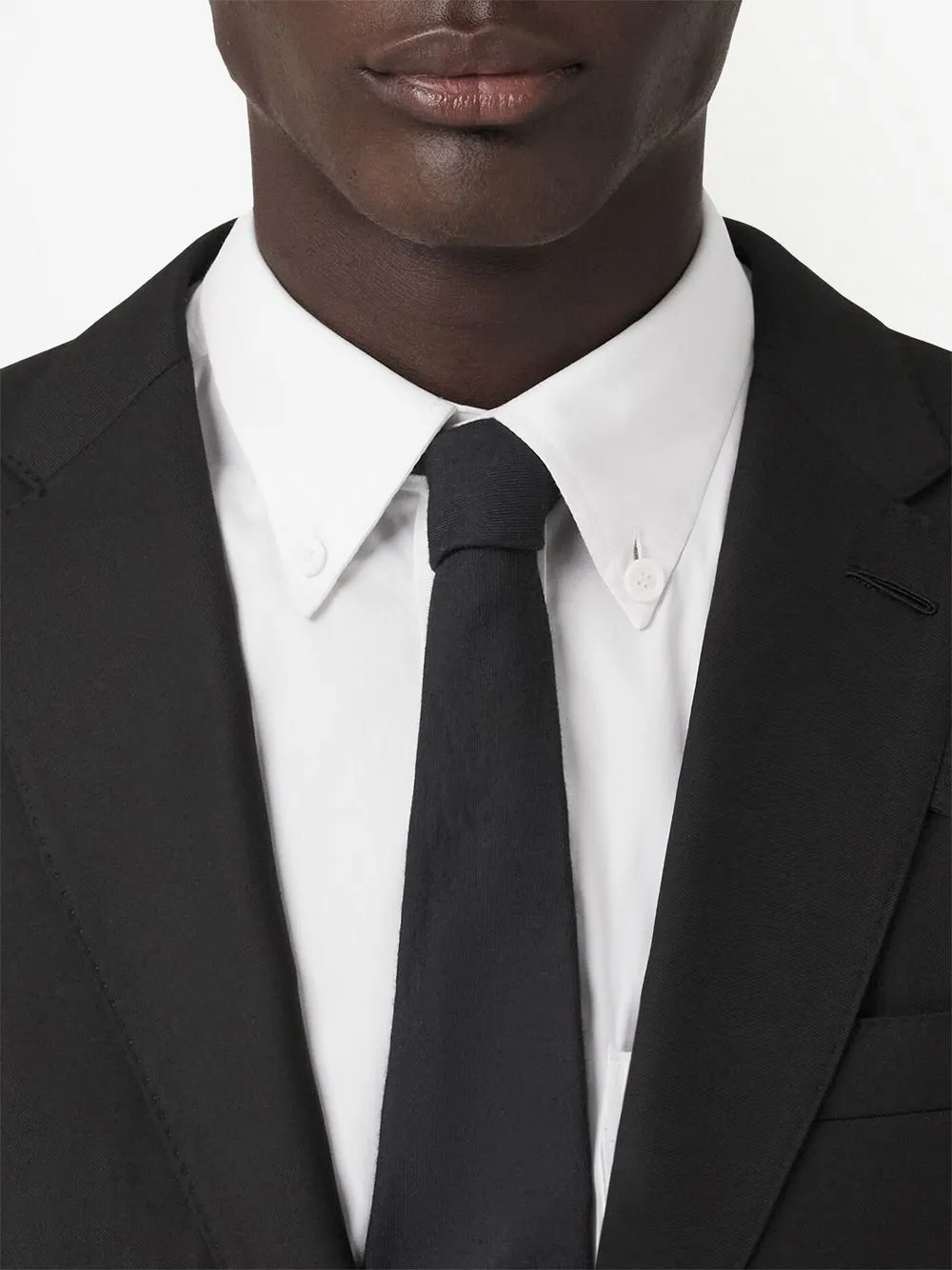 Burberry Slim-fit Wool Tailored Suit Jacket In Black