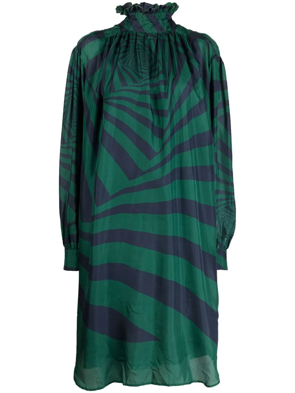 

Dries Van Noten Pre-Owned 2010 striped silk mini dress - Green