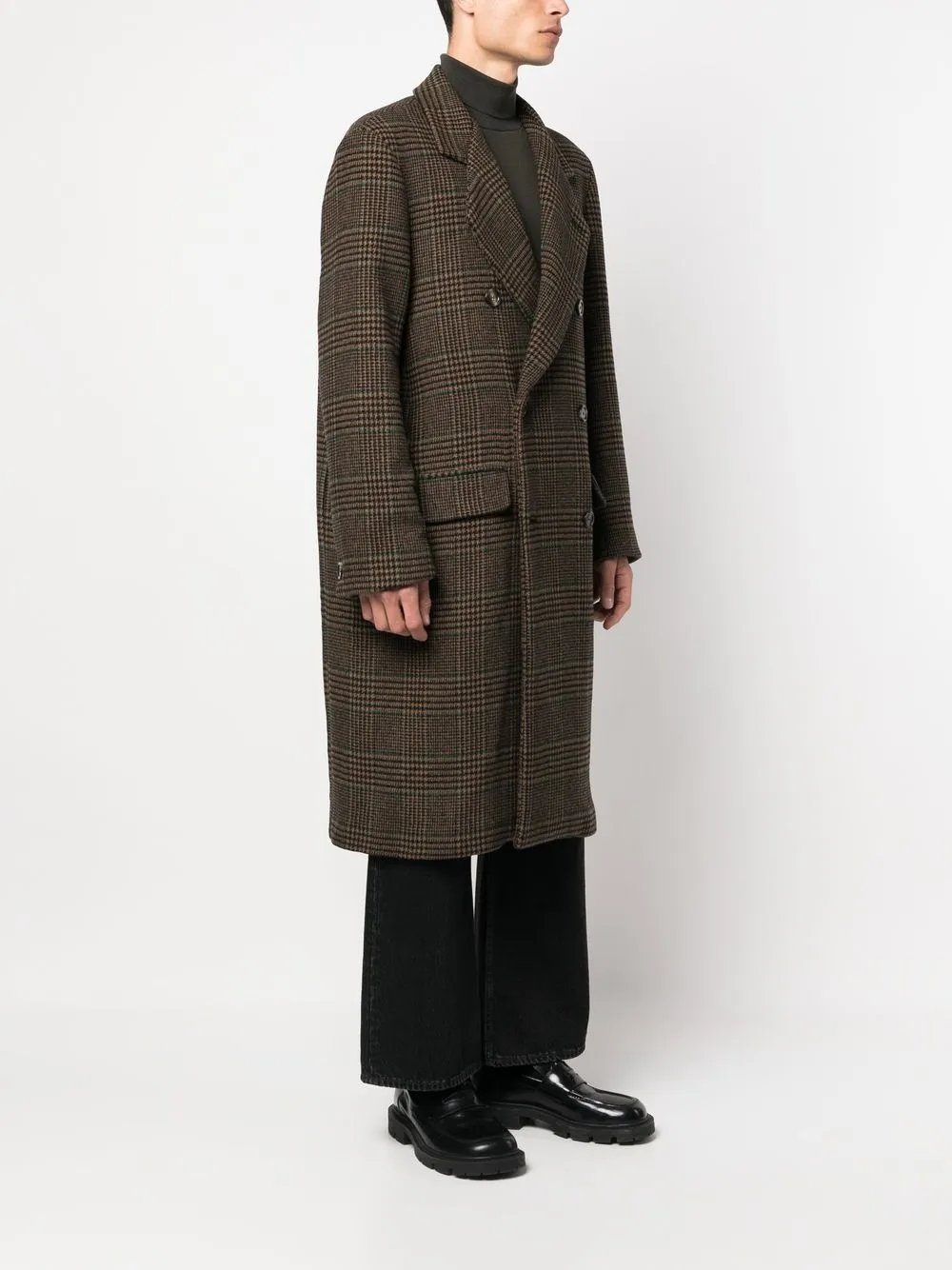 NAVIGLIO MILANO DOUBLE-BREASTED CHECKED COAT