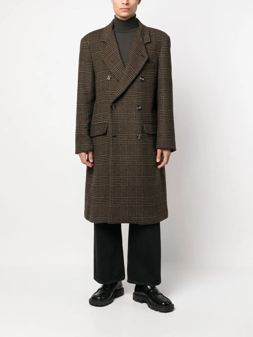 NAVIGLIO MILANO DOUBLE-BREASTED CHECKED COAT