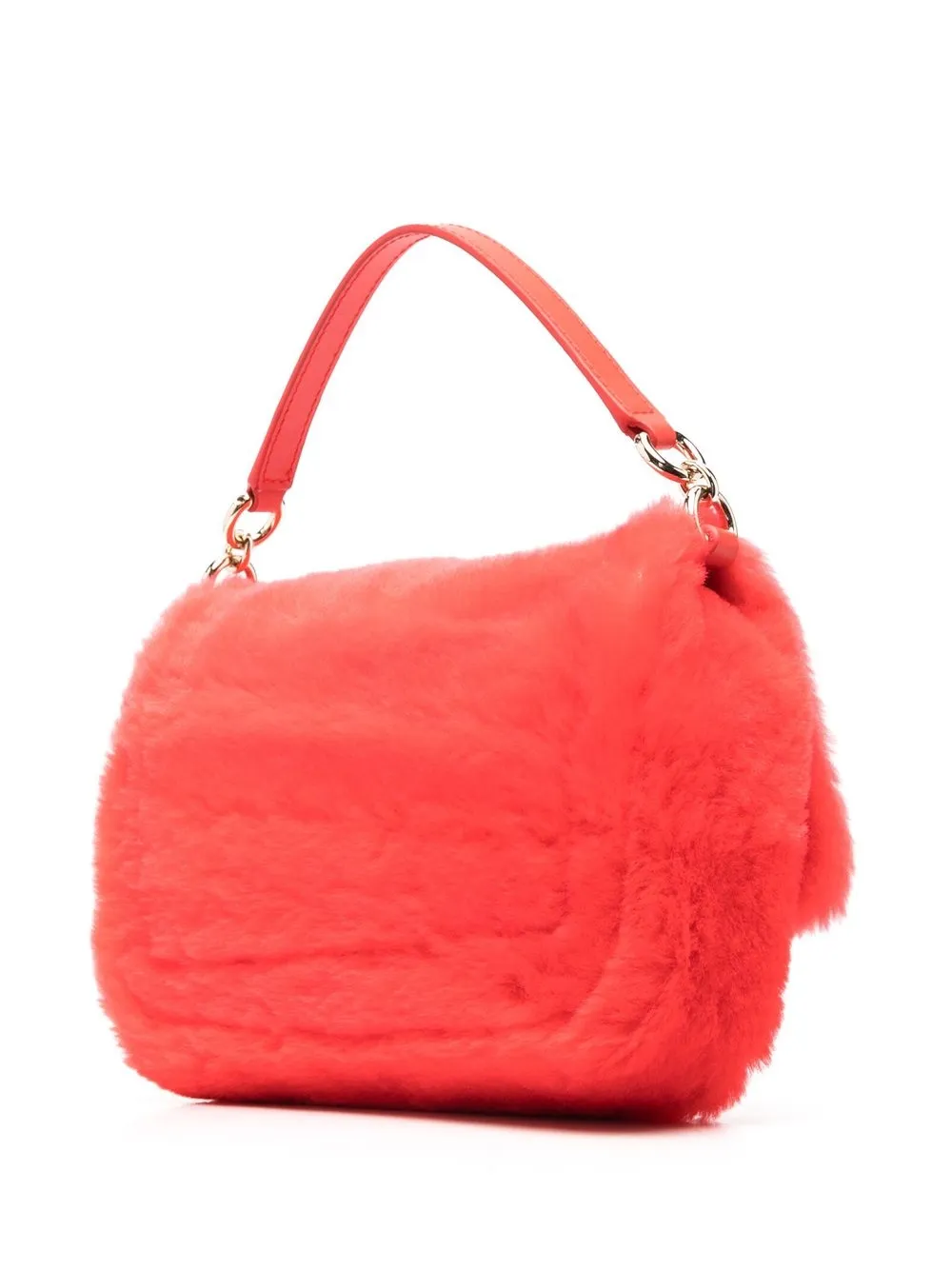 FURLA SHEARLING LOGO-PLAQUE TOTE BAG