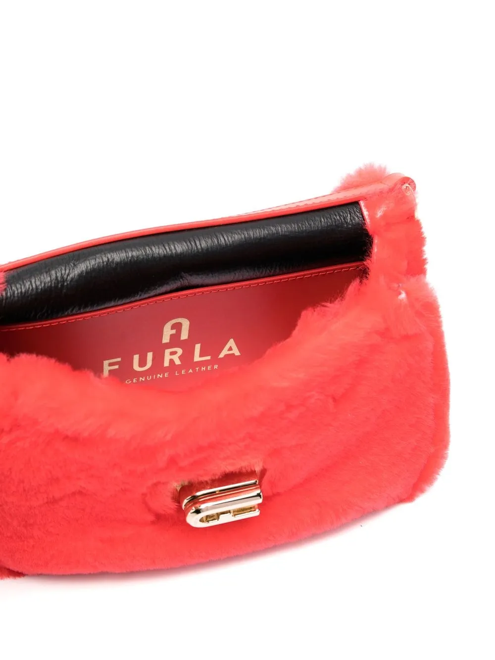 FURLA SHEARLING LOGO-PLAQUE TOTE BAG