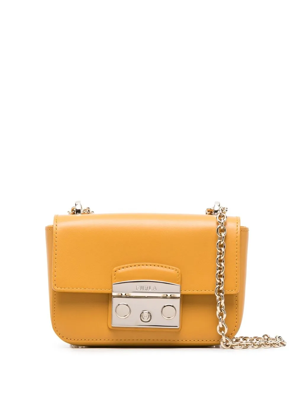 furla mini metropolis leather crossbody bag - yellow