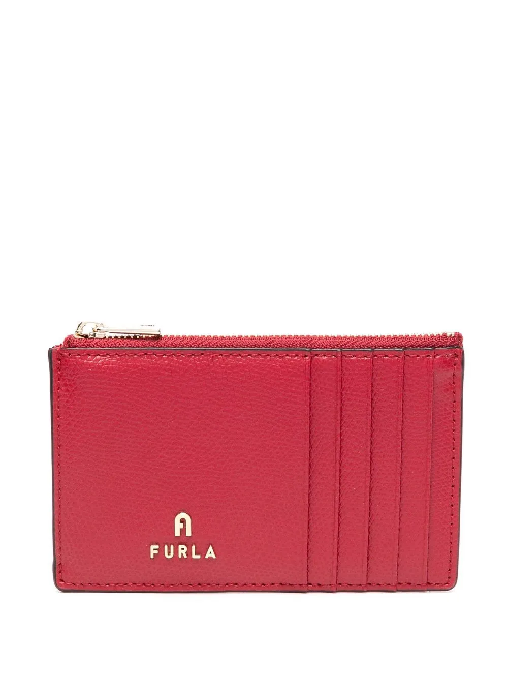 Furla Camelia Logo-plaque Leather Cardholder In Red