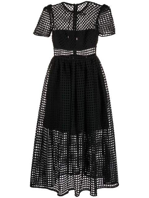 Self-Portrait flared mesh midi dress