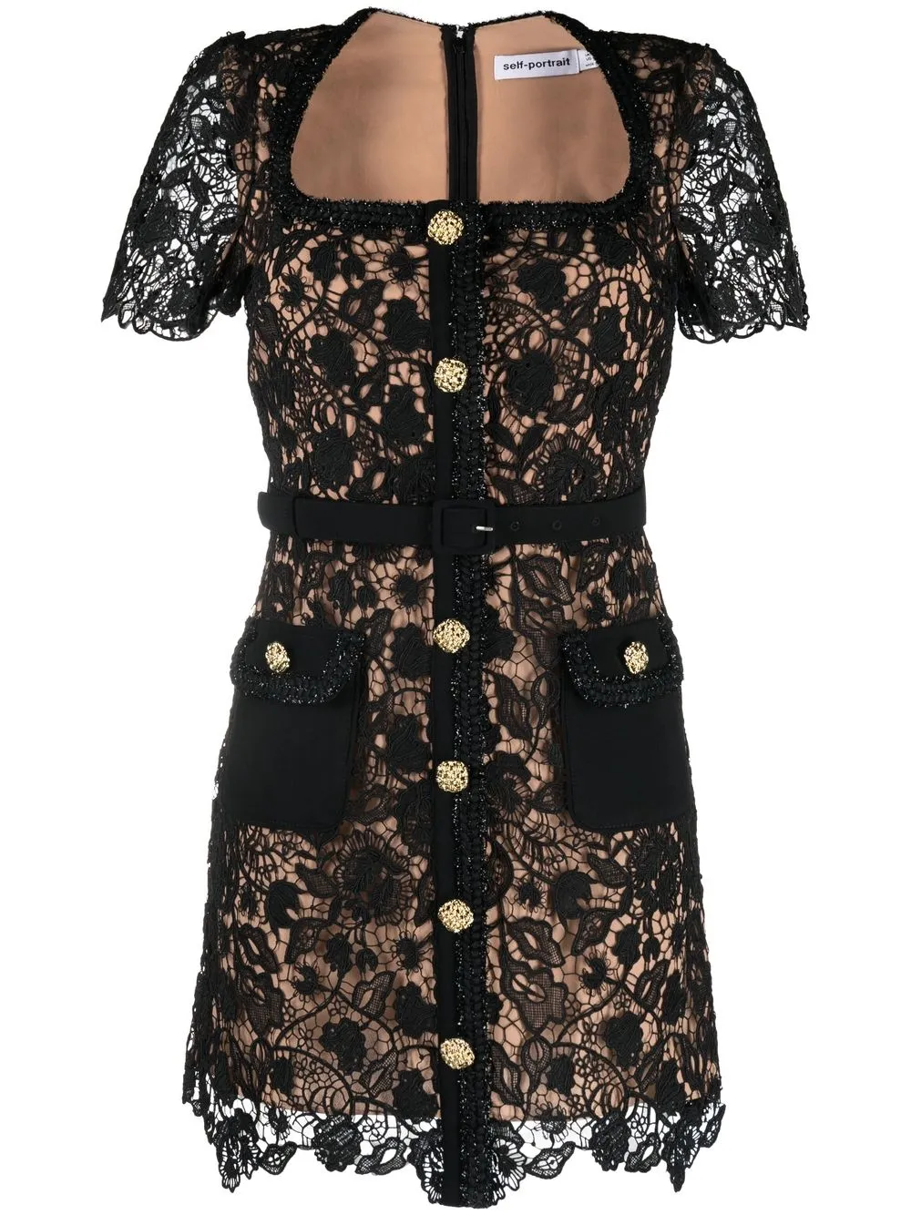 

Self-Portrait lace bodice mini dress - Black