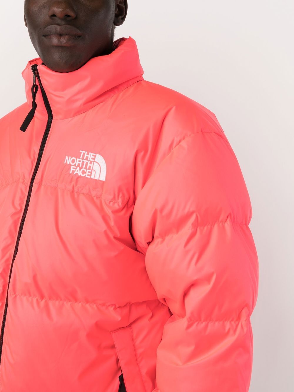 Shop The North Face Embroidered-logo Padded Jacket In Pink