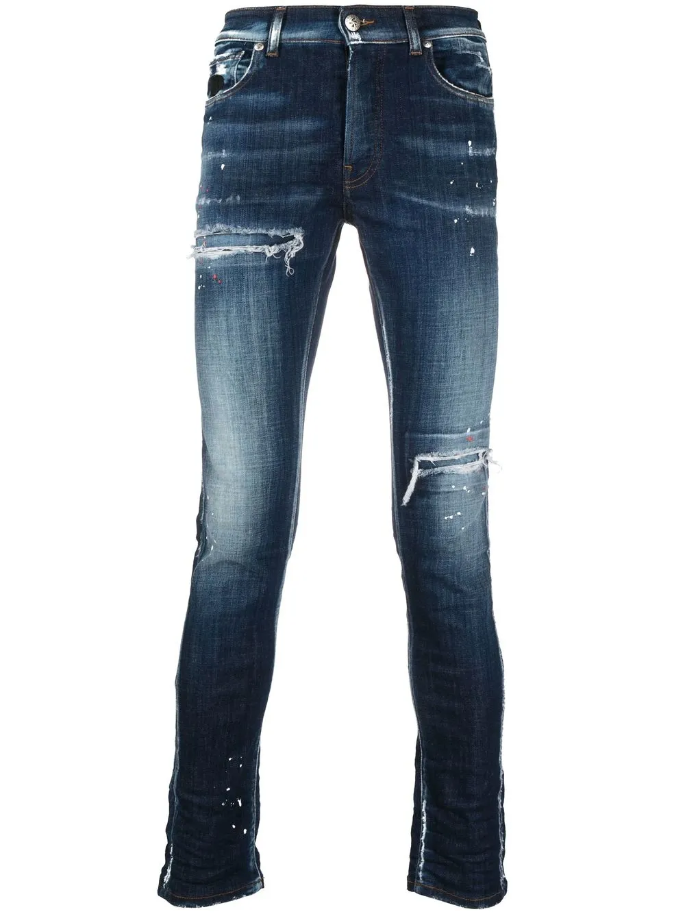 

John Richmond distressed-finish slim-fit jeans - Blue