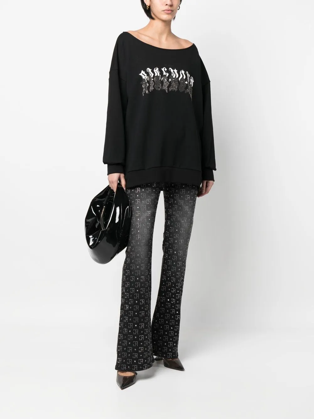 John Richmond Sweater verfraaid met stras - Zwart