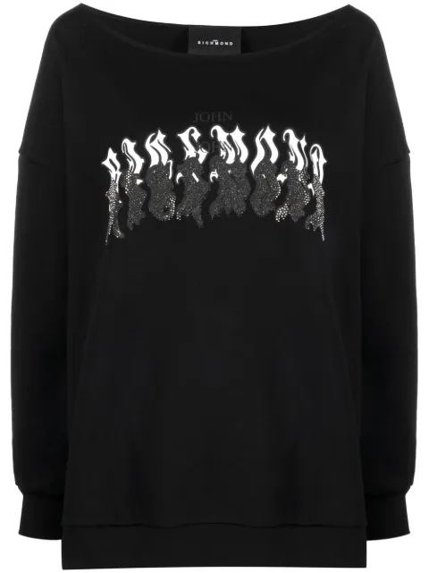 John Richmond rhinestone-embellished boat-neck sweatshirt