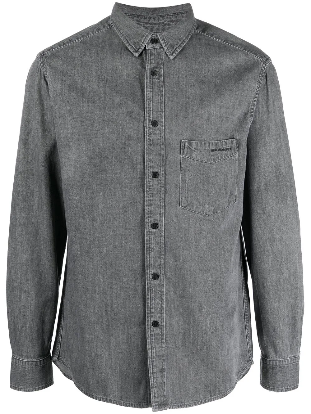 Isabel Marant Logo刺绣牛仔衬衫 In Grey