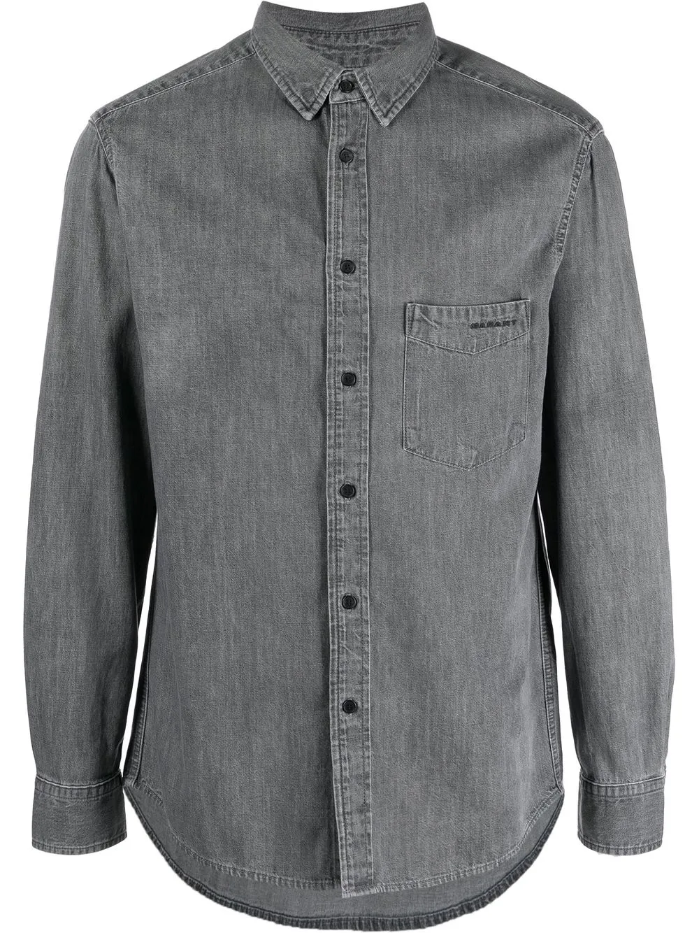 

Isabel Marant camisa de mezclilla con logo bordado - Gris