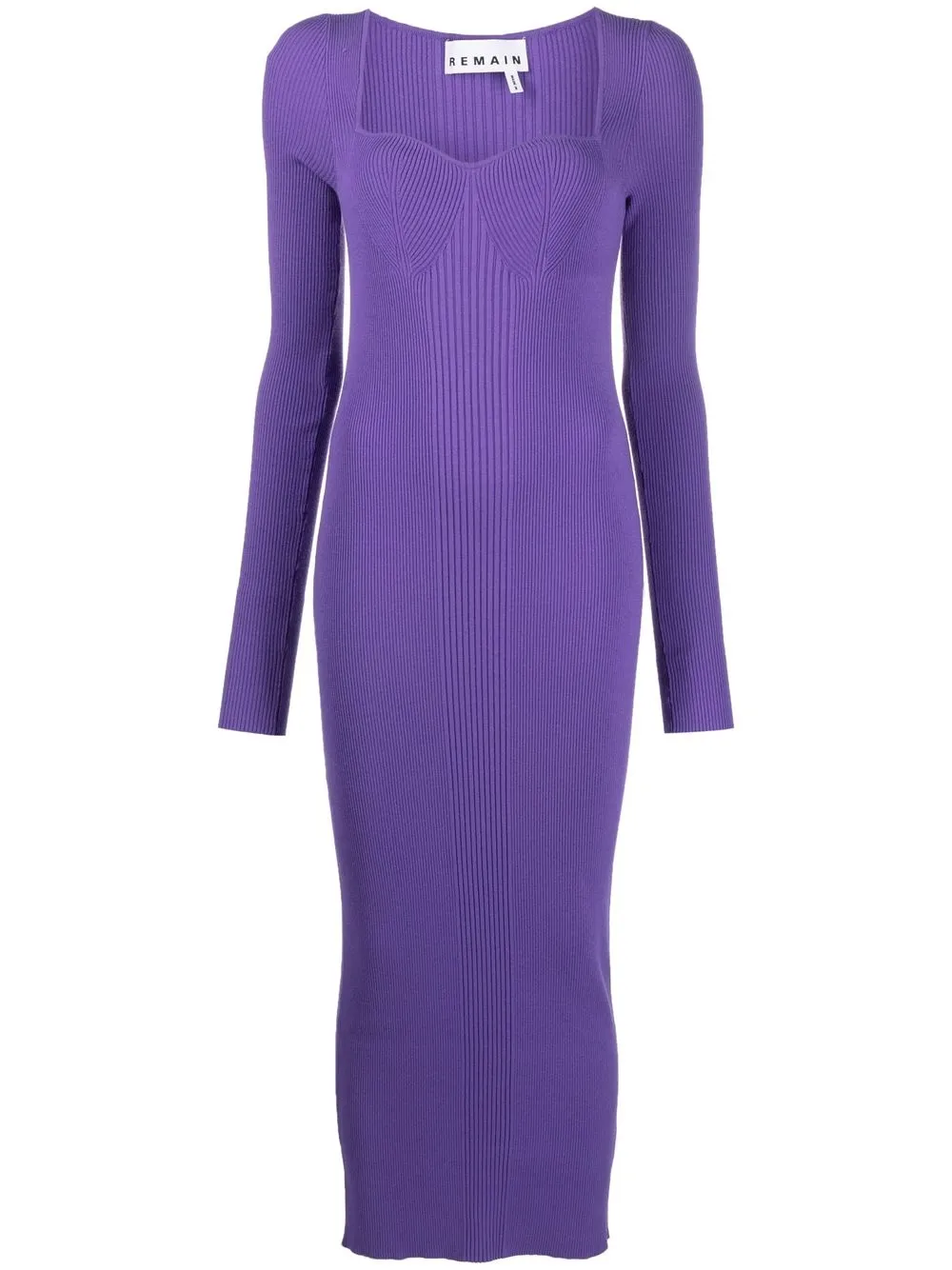 

REMAIN ribbed-knit sweetheart neck dress - Purple