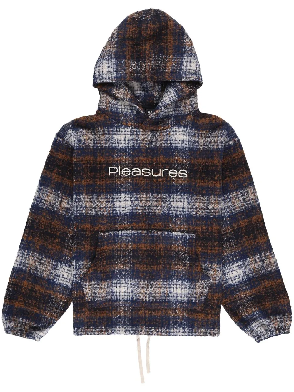 

Pleasures embroidered-logo checked hoodie - Brown
