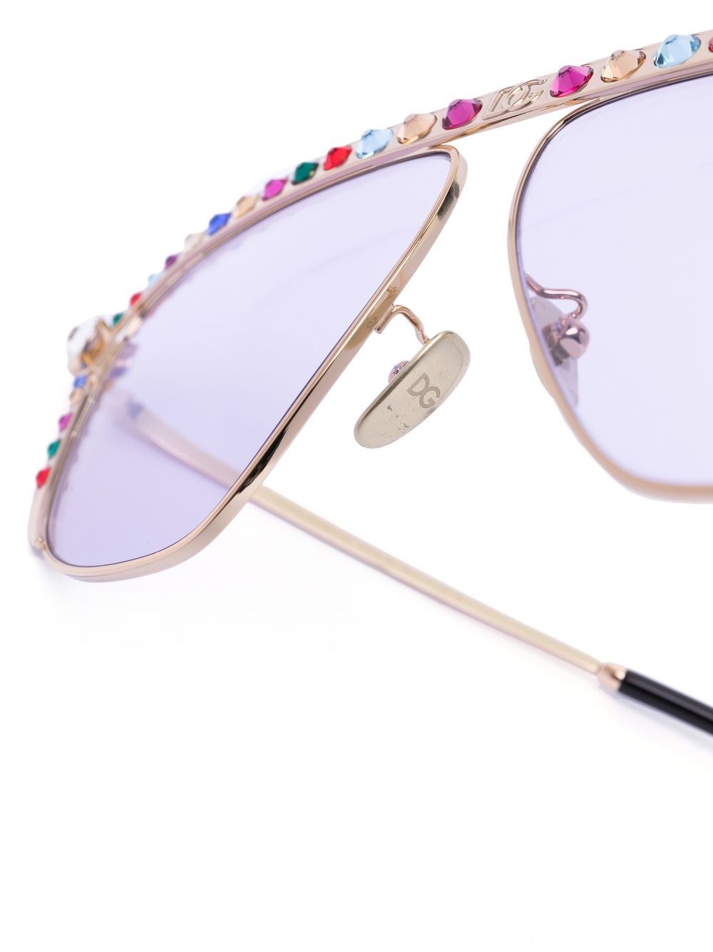 Dolce & Gabbana Eyewear Dolce Embellished Crystal Pilot Sunglasses