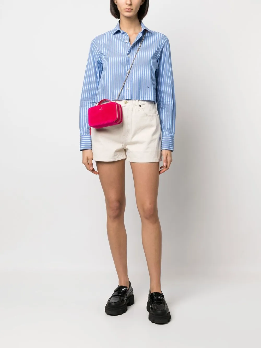 FURLA LOGO-LETTERING VELVET CROSSBODY BAG