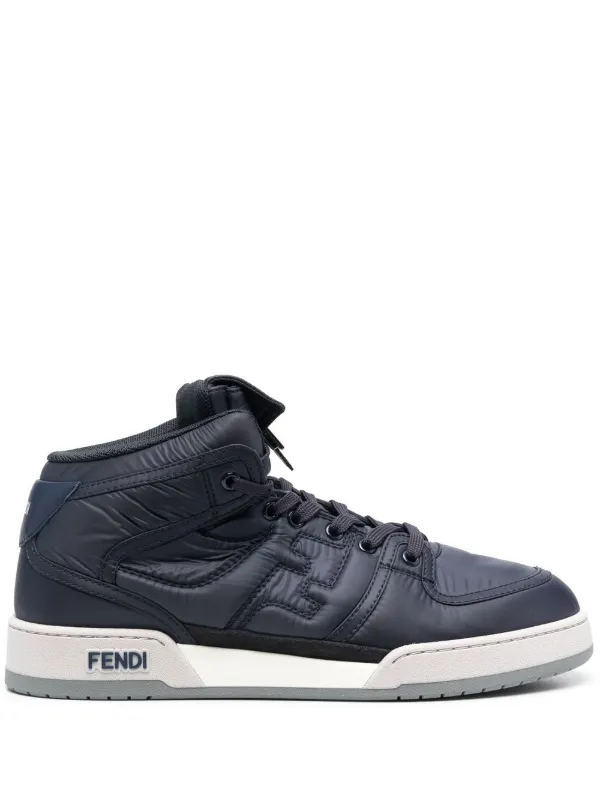 FENDI FF logo embossed high top Sneakers Blue FARFETCH AU