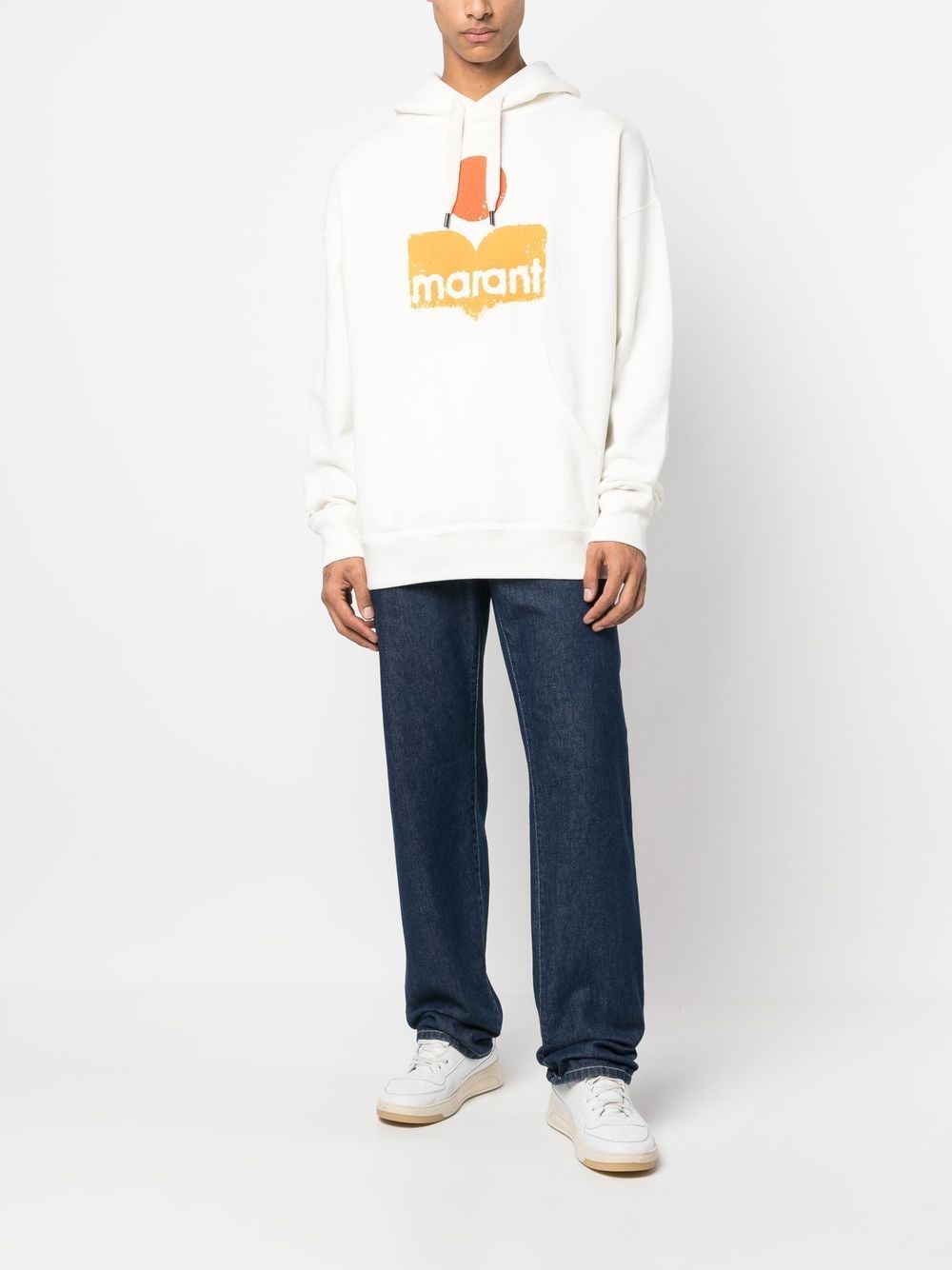 Shop Isabel Marant Miley Distressed Logo-print Hoodie In White