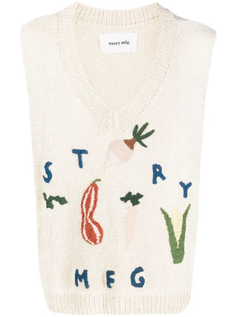 STORY mfg. embroidered-logo knit vest