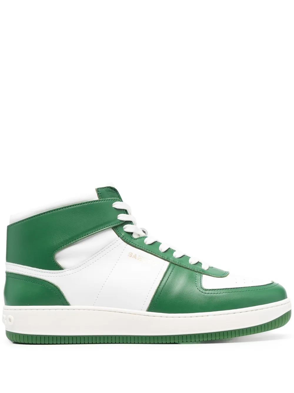 Sandro Mens Verts Lace-up High-top Leather Trainers In Green