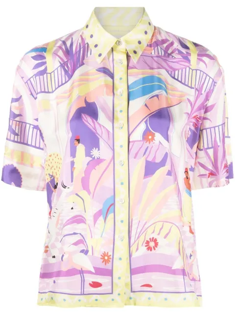 SANDRO graphic-print silk shirt
