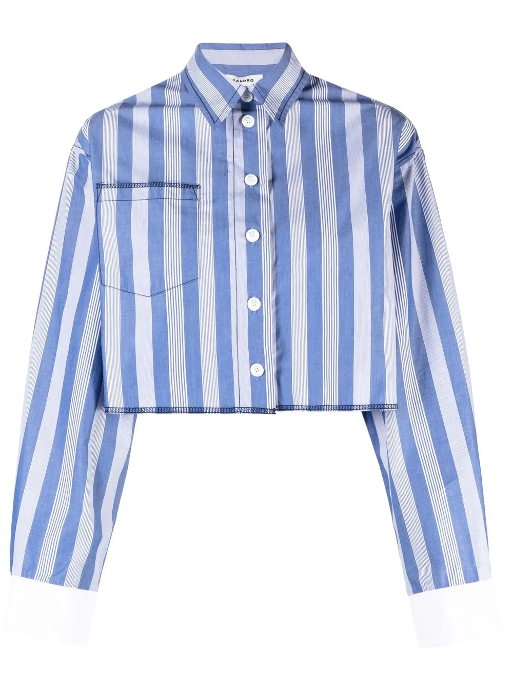 

SANDRO striped cropped shirt - Blue