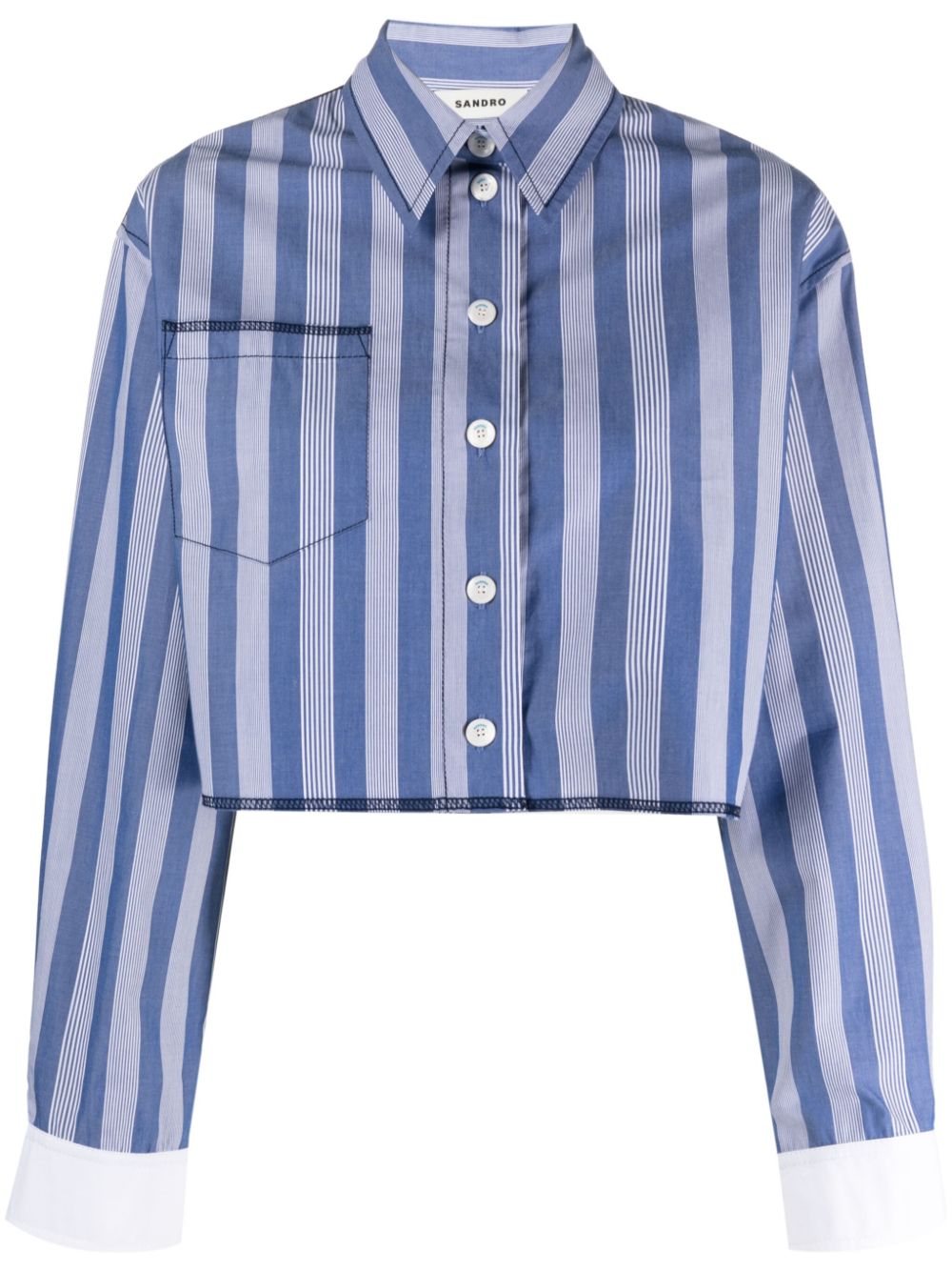 SANDRO Striped Cropped Shirt - Farfetch