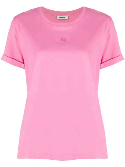 SANDRO logo-embroidered organic cotton T-shirt