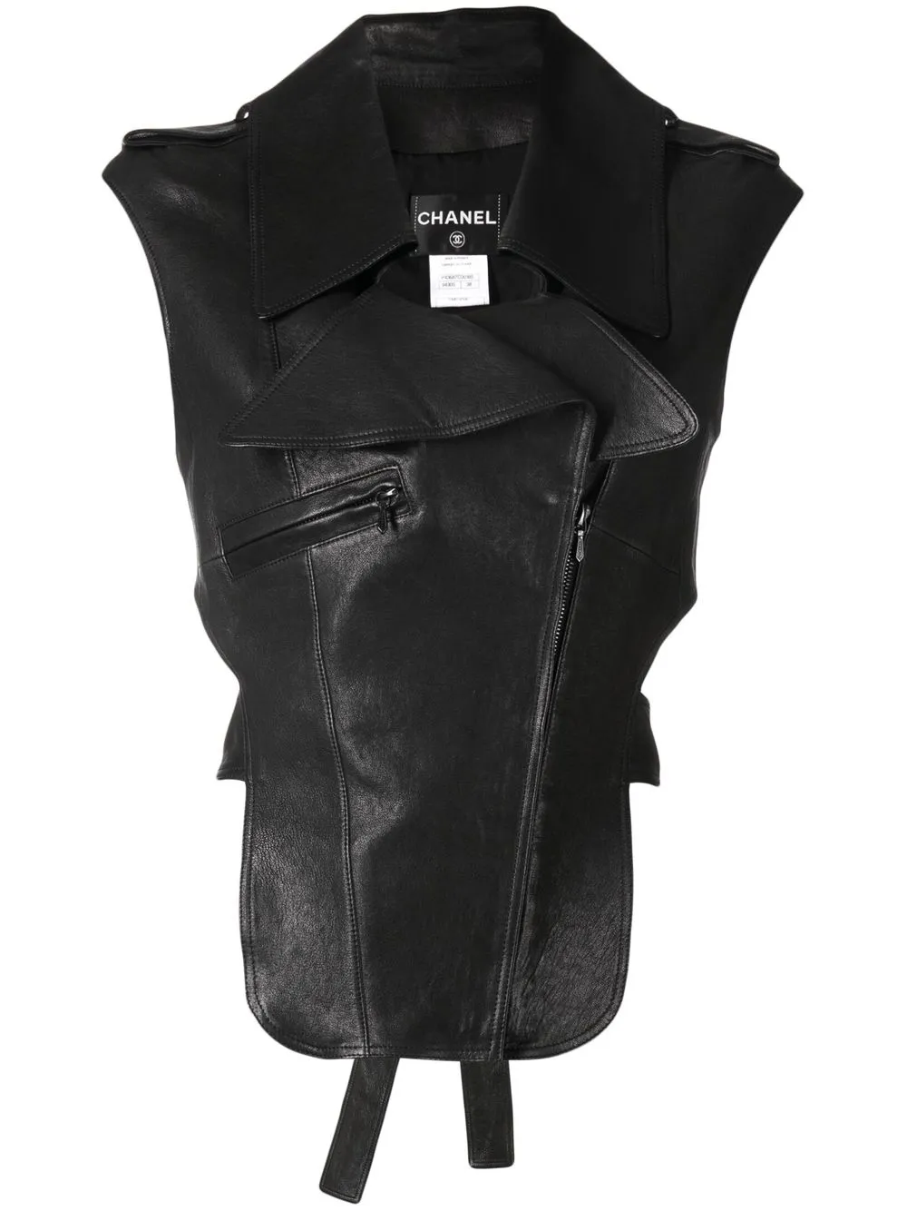 

CHANEL Pre-Owned 1990-2000s open-back leather gilet - Black