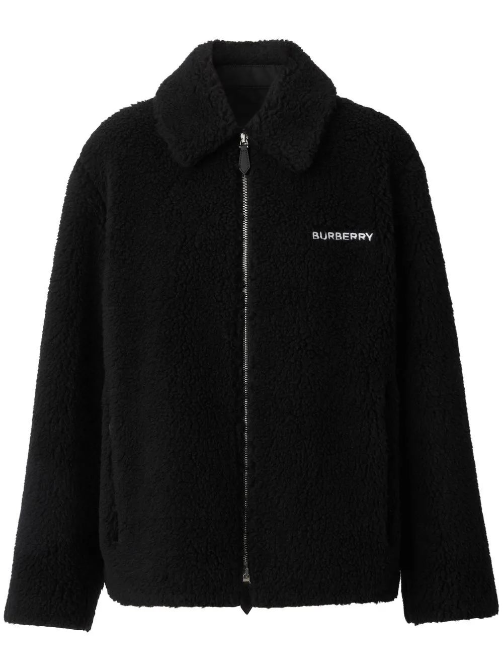 

Burberry embroidered chain-motif fleece jacket - Black