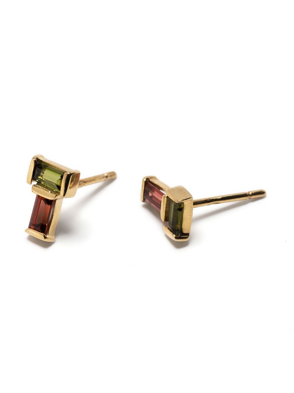 Shop Aliita 9kt Yellow Gold Tu Y Yo Garnet And Tourmaline Stud Earrings