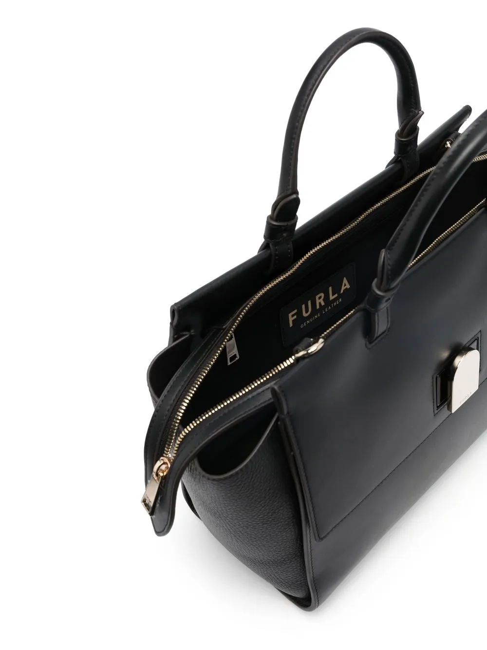 FURLA LOGO-PLAQUE LEATHER TOTE BAG