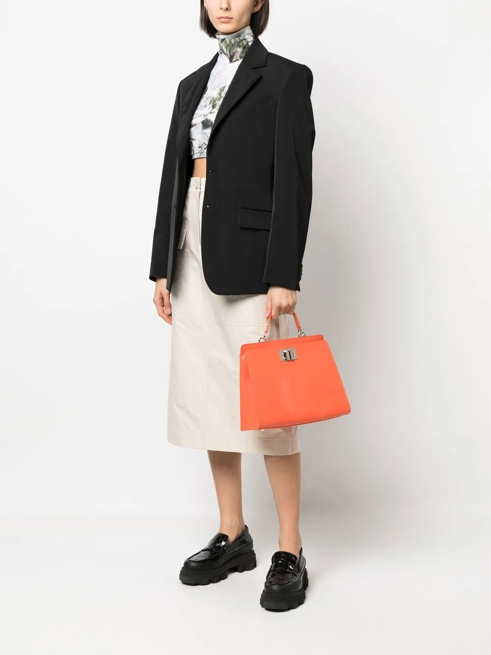 FURLA LOGO-BUCKLE LEATHER TOTE BAG