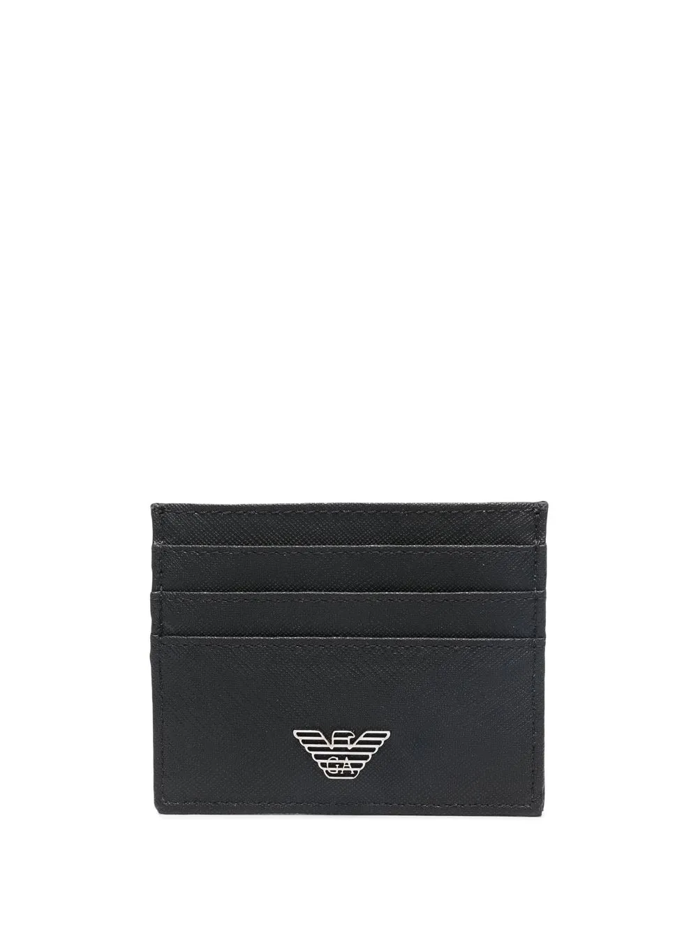

Emporio Armani logo-plaque leather cardholder - Black