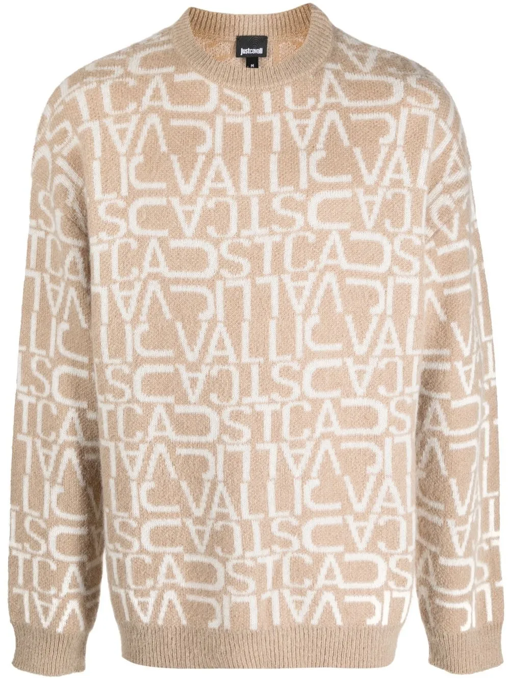 Just Cavalli Logo嵌花毛衣 In Neutrals