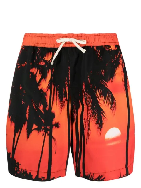 BLUE SKY INN palm-tree print swim shorts