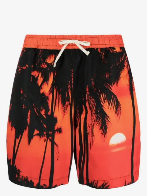 BLUE SKY INN palm-tree print swim shorts