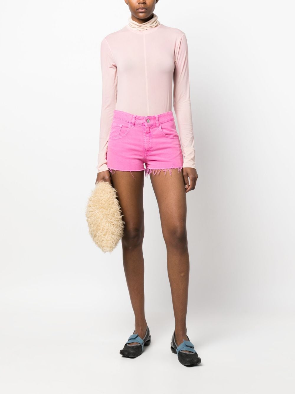 Shop Mm6 Maison Margiela Mid-rise Mini Denim Shorts In Pink