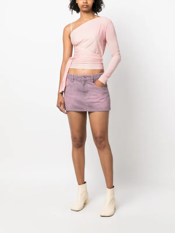 MM6 Maison Margiela Asymmetric Wraparound Cropped Top | Pink