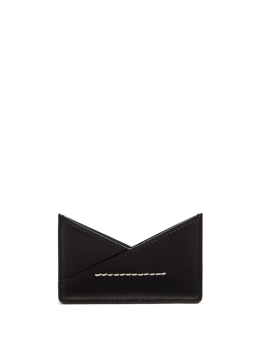 MM6 Maison Margiela single-stitch leather cardholder - Zwart