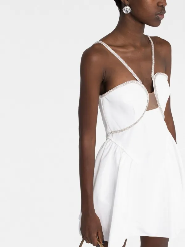 Self-Portrait crystal-embellished cut-out Minidress | White