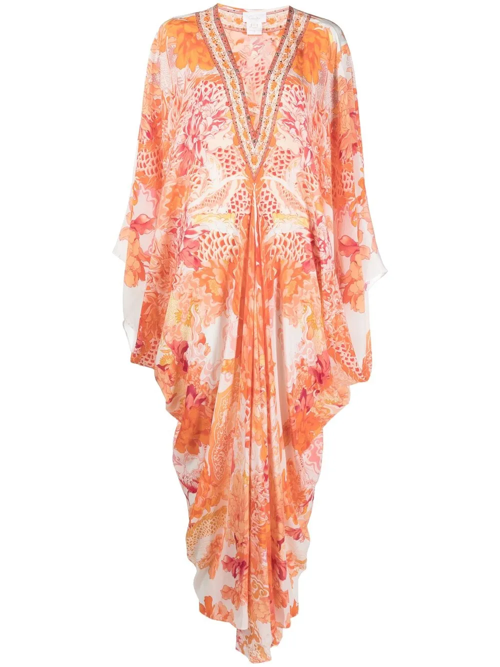 

Camilla drape-detail kaftan dress - Orange