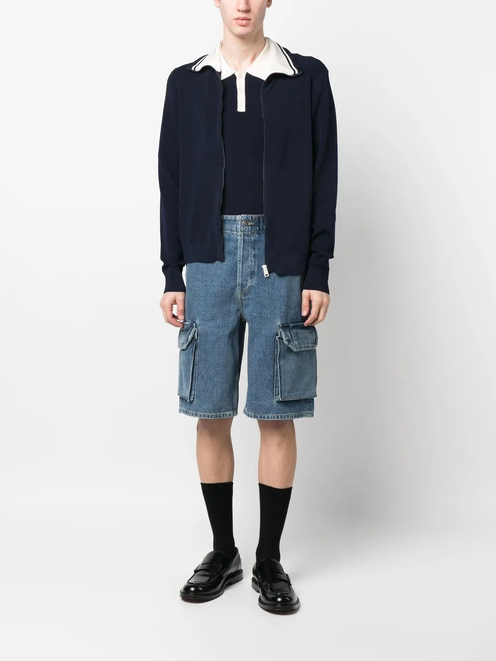 SANDRO Denim cargo shorts - Blauw