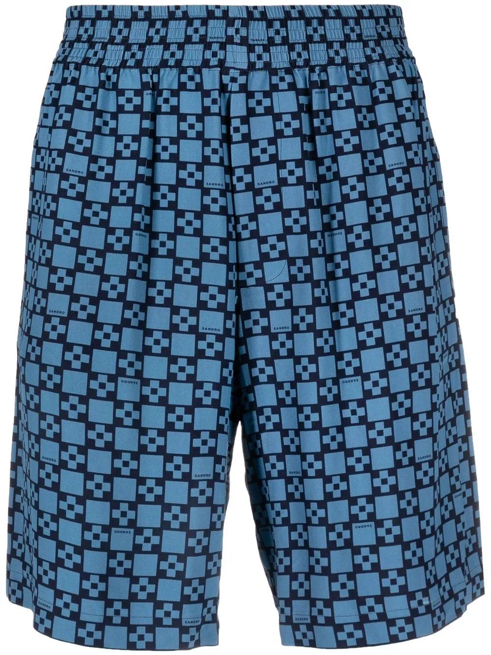 

SANDRO cross-print straight-leg shorts - Blue