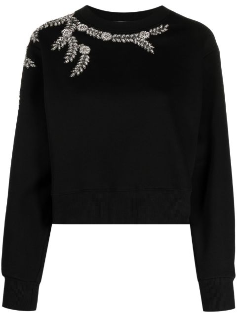 SANDRO crystal-embllished long-sleeve jumper