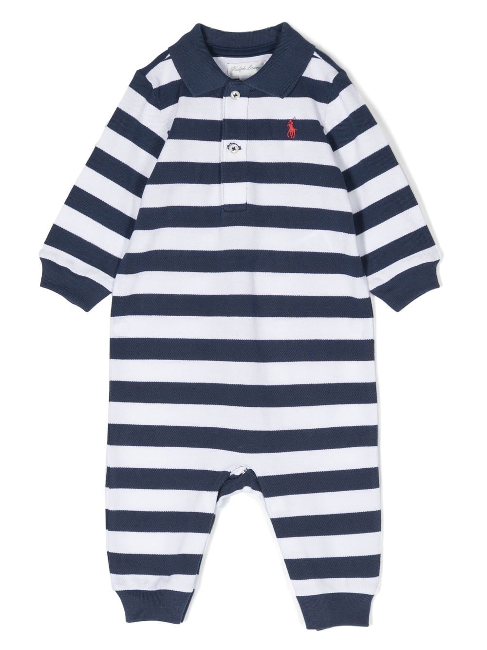 Ralph Lauren Babies' Striped Long-sleeved Bodysuit In Blue